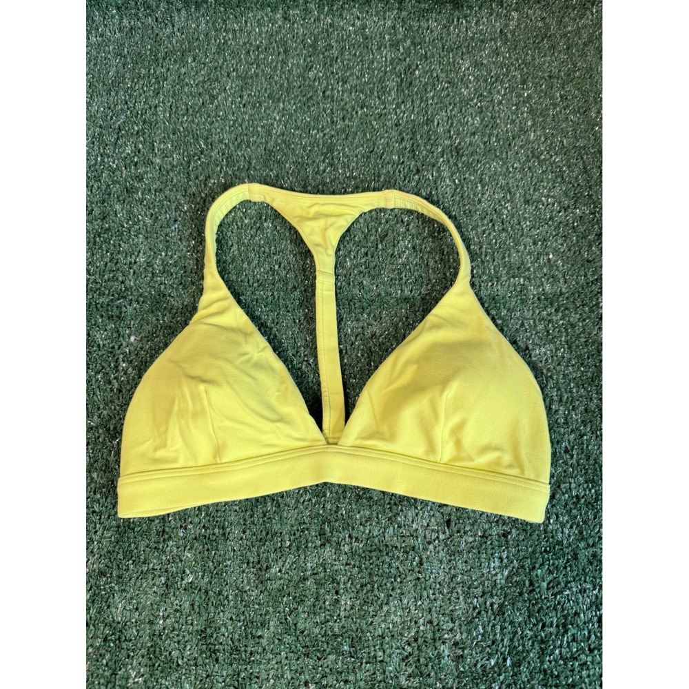 Athleta Womens Neon Yellow T-Back Racerback Sports Bra S/446582-03 Size Small